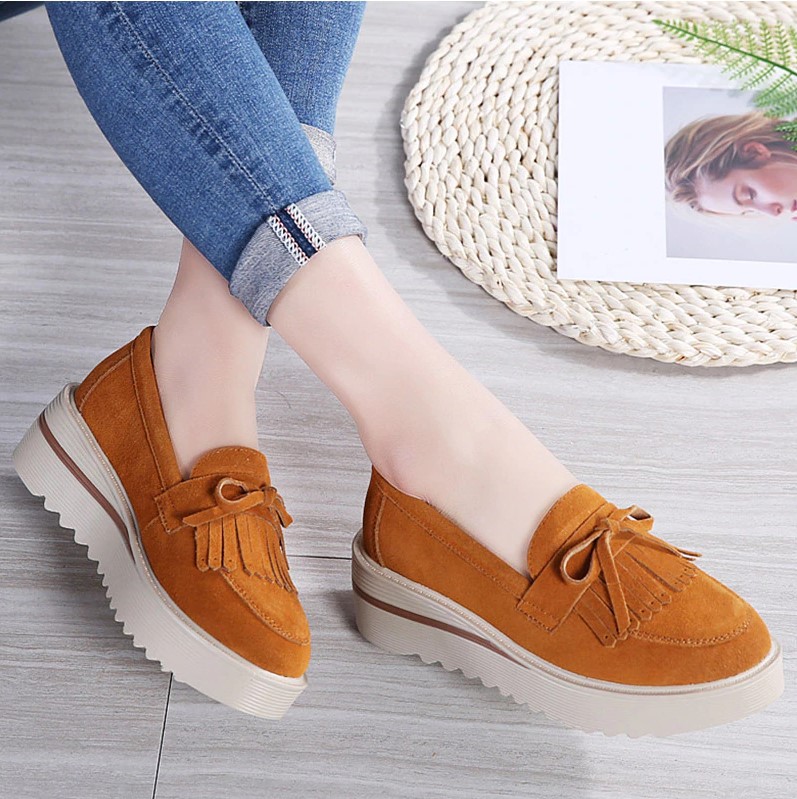 Stylish 7 Colors Suede Wedge Tassel Design Shoes