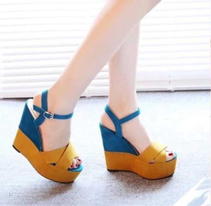 Summer Chic Color Match Wedge High Heels Sandals