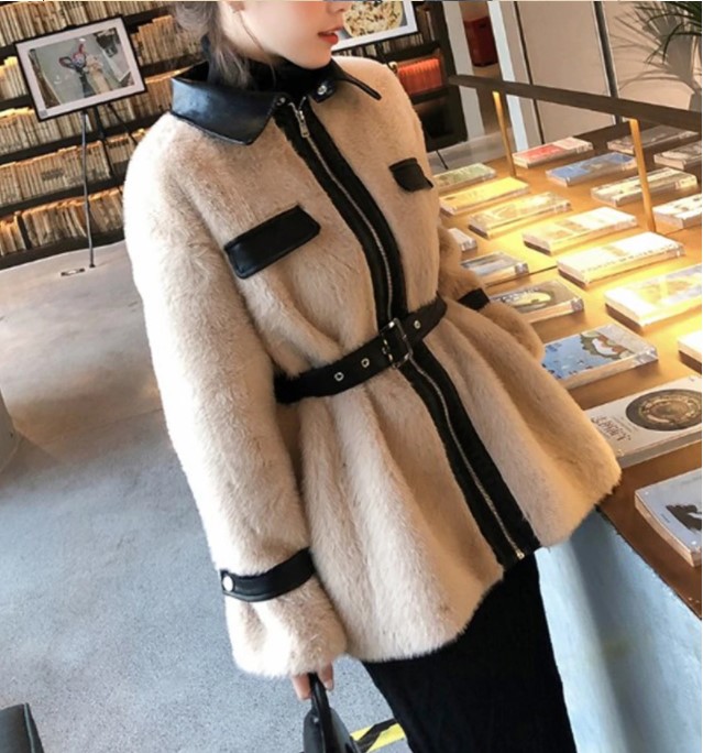 Chic Pu Leather Warm Women's Winter Coat