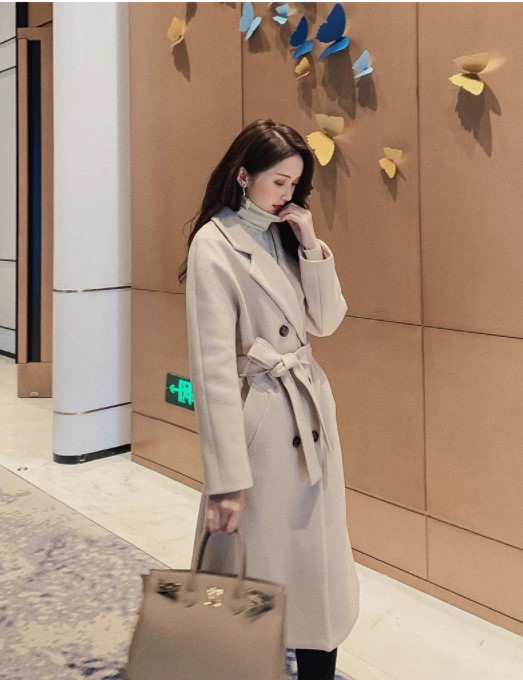 Casual Autumn and Winter Wool Blend Trench Coat