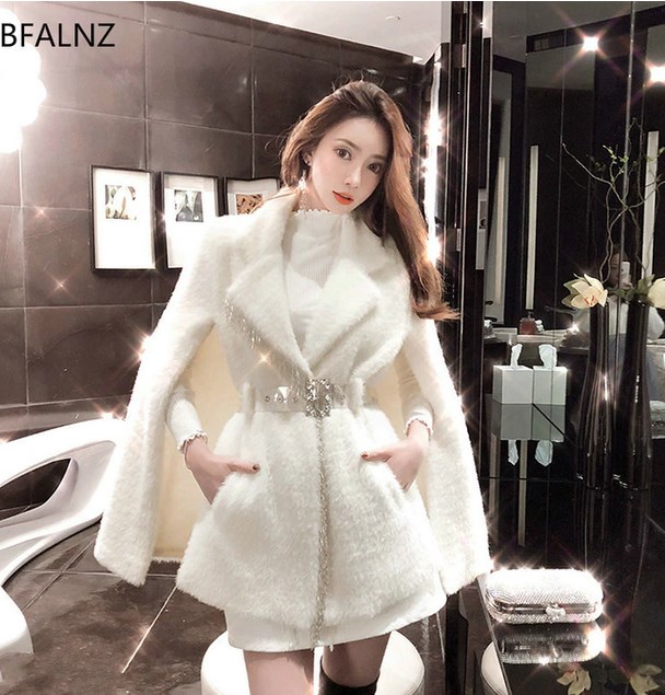 Elegant White Belted Winter Coat