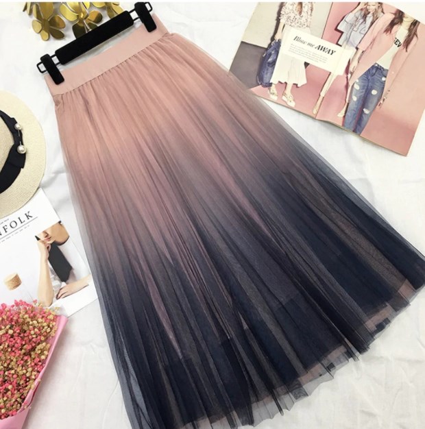 Gradient Elegant High Waist Tulle Skirt