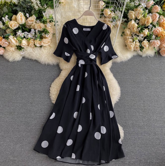 Vintage Polka Dot Short Sleeve Beautiful Dress on Luulla