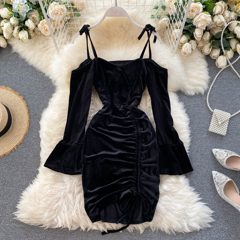 Sexy Off Shoulder Vintage Flare Sleeve Party Dress