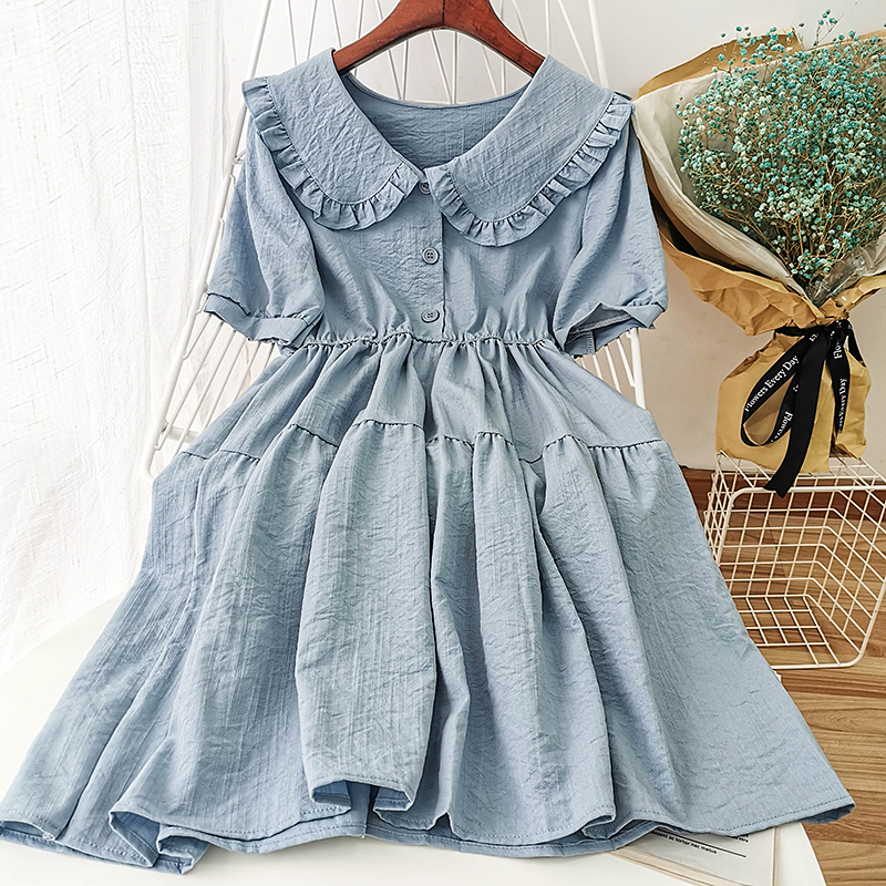 Doll Collar Chic Vintage Style Ruffled Dress