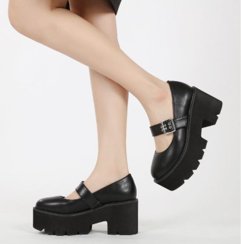 Chunky Heel Vintage Lolita Black Shoes