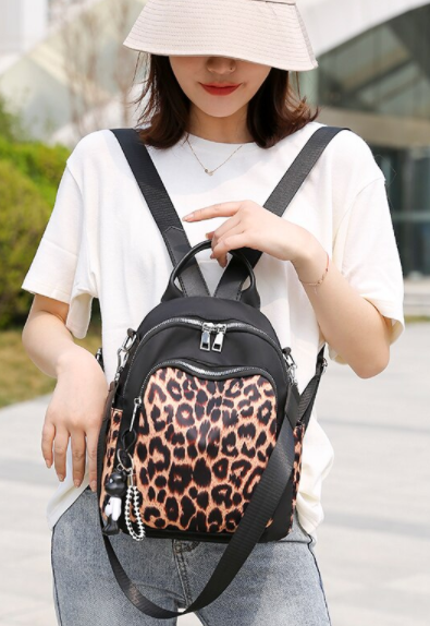 Leopard Print Oxford Women Backpack