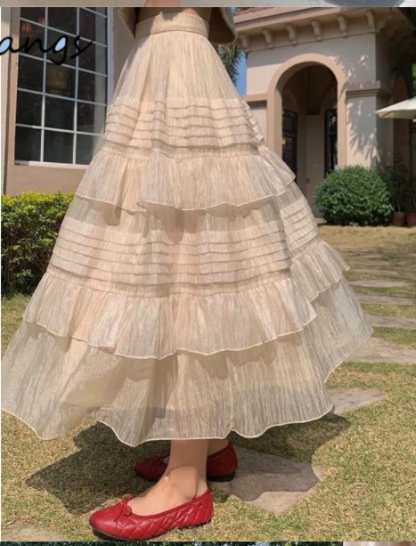 Vintage Elegant Layered Cake Pleated Skirt