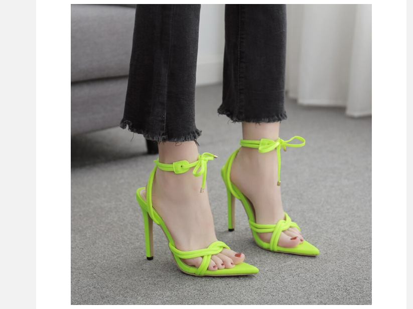 Neon Green Black Stretch Fabric Lace-up