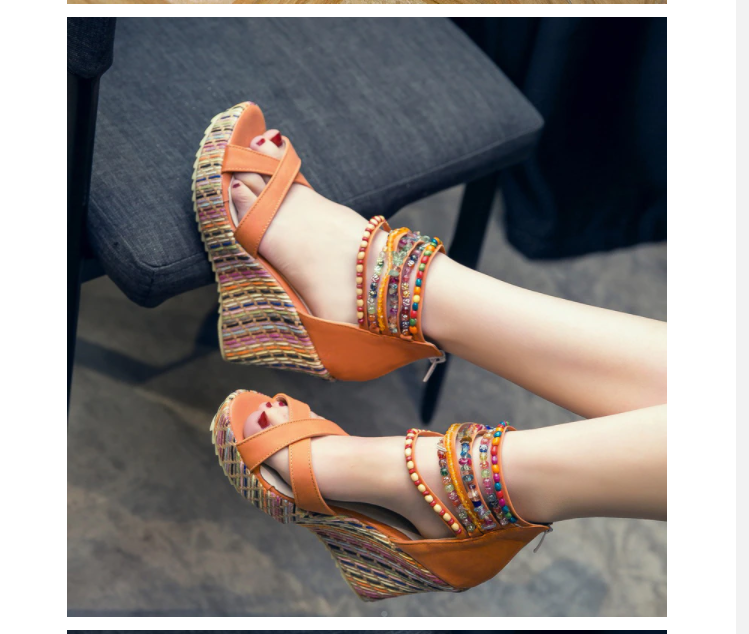 Colorful Beads High Heels Sandals