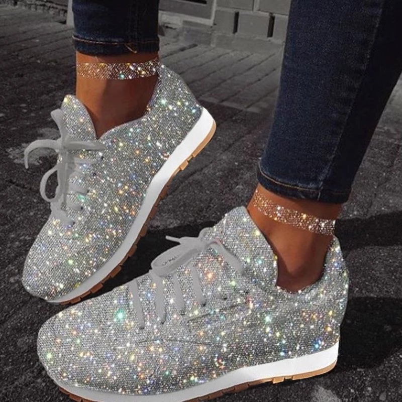 Casual Glitter Shoes Mesh Flat Shoes