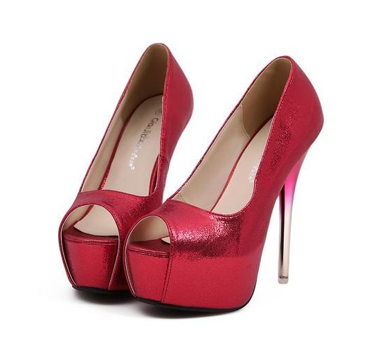 Red Peep Toe High Heels Fashion Pumps