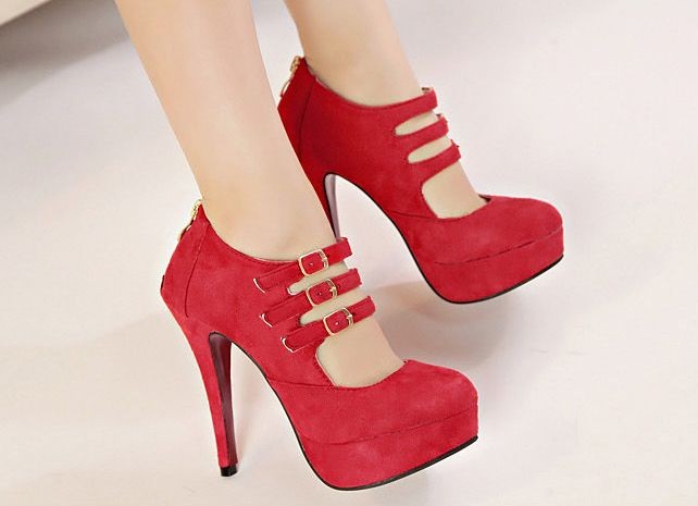 Red Strappy Luxury Design High Heel Shoes