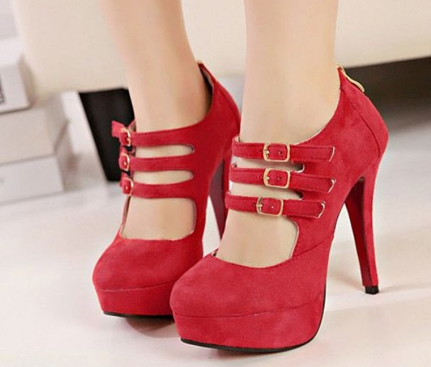 Red Strappy Luxury Design High Heel Shoes on Luulla