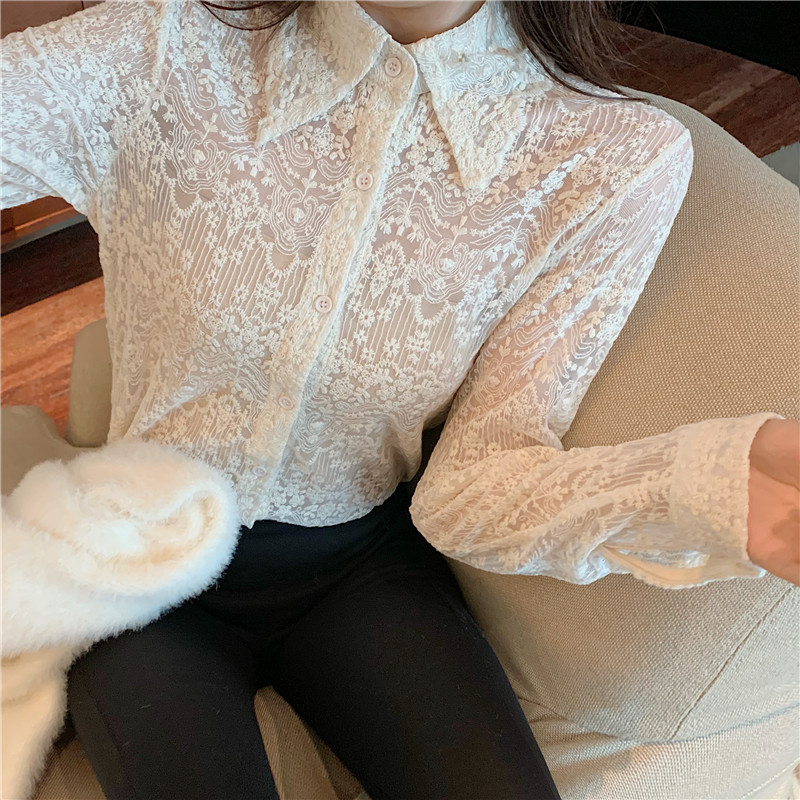 Transparent Lace Shirt Elegant