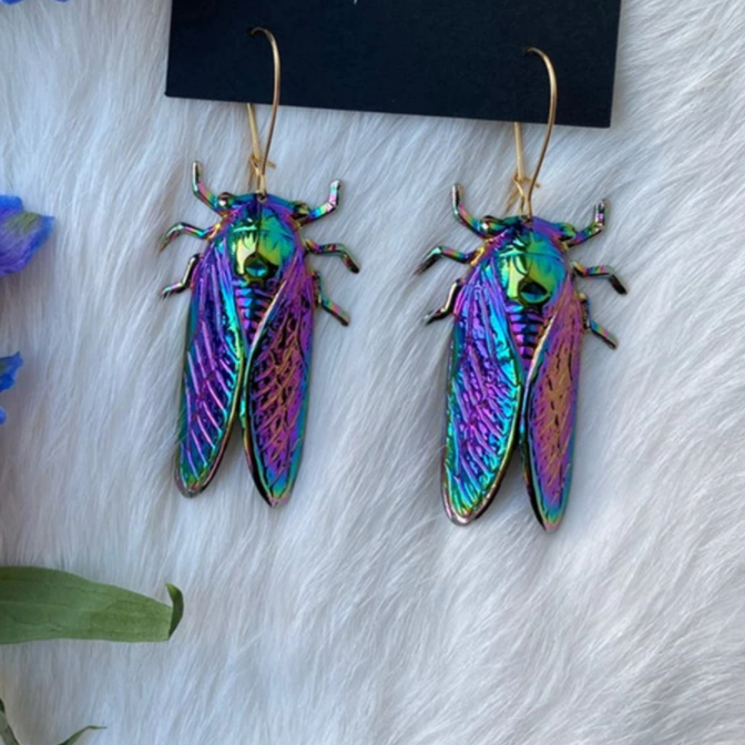 Cicada Drop Earrings Metal