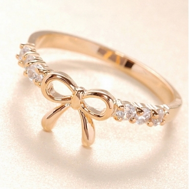  Adorable Bow Design Crystal Embellished Ring
