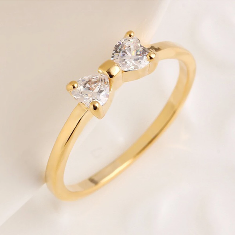 Fashion Gold Bow Vintage Ring Daily Wedding Anniversary Ring