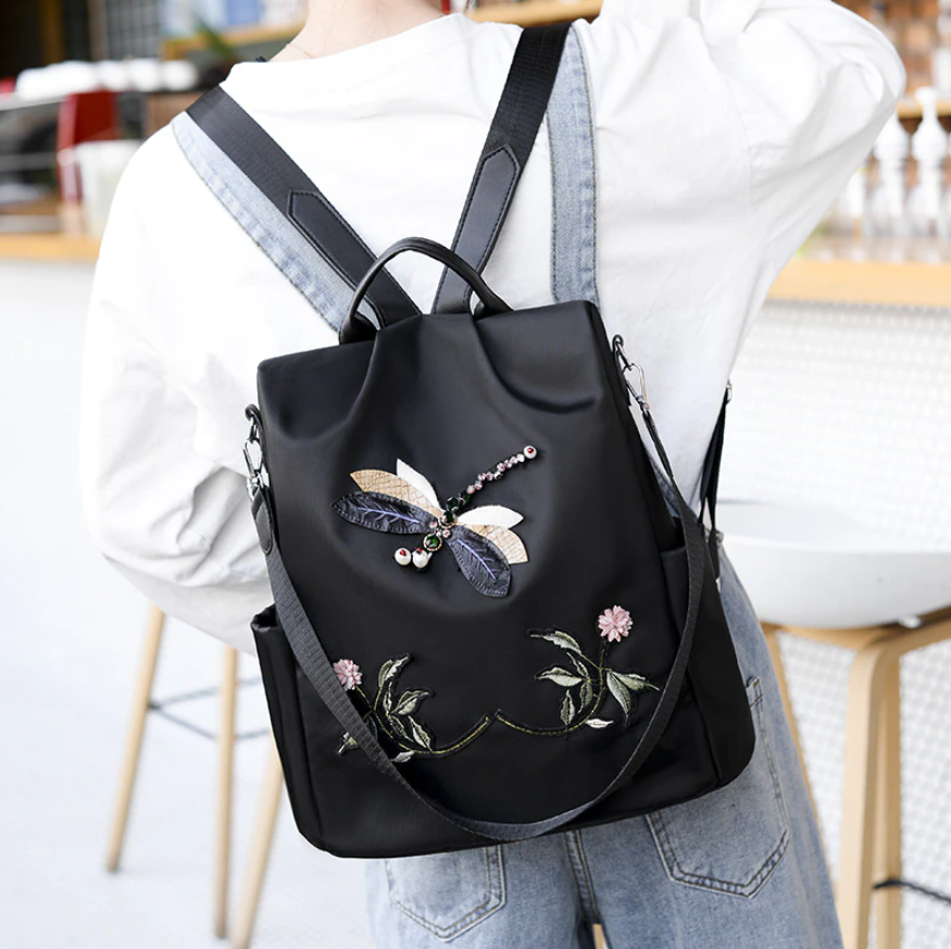 Fashion Embroidery Dragonfly Women Backpack High Quality