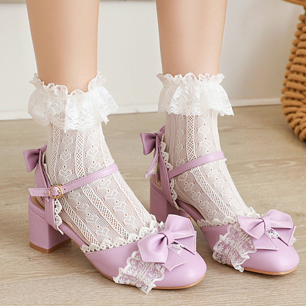 Women Lolita Pumps Shoes Chunky Heel Ankle Strap Cute Pumps