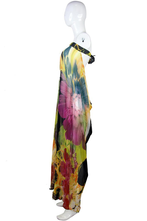 Sexy Floral Printed Chiffon Beach Cover Up on Luulla