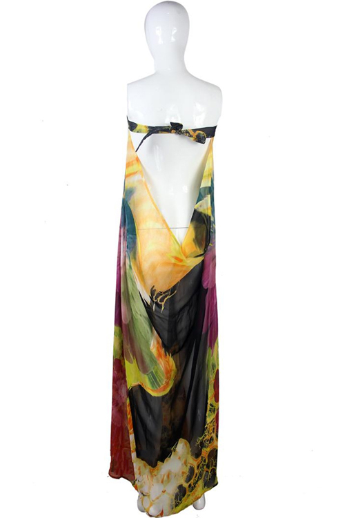 Sexy Floral Printed Chiffon Beach Cover Up on Luulla