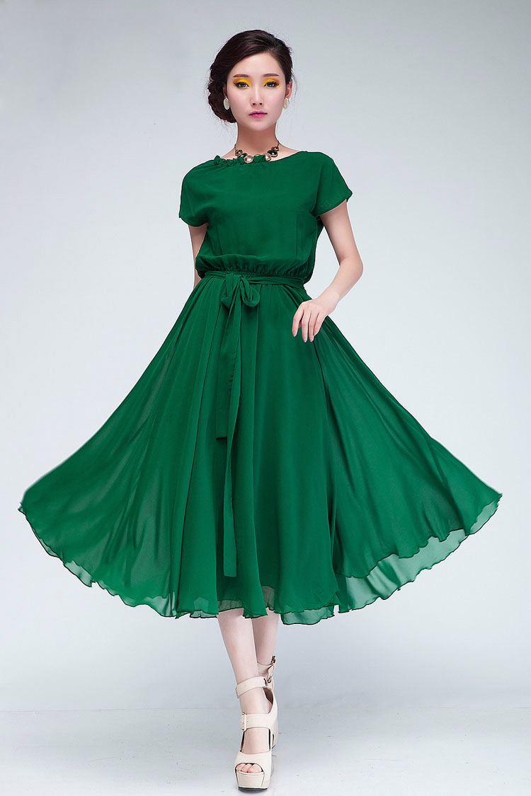Green Chiffon Party Dress