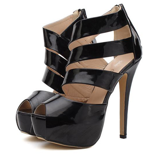 High Heel Gladiator Black Pu Sandals on Luulla