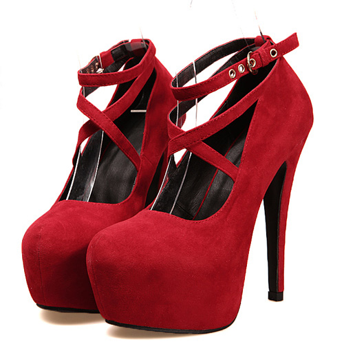 Stiletto Red Ankle Strap Pumps on Luulla