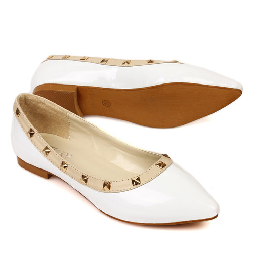 white pointed toe flats with ankle strap