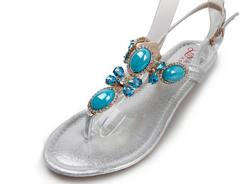 gold and turquoise sandals