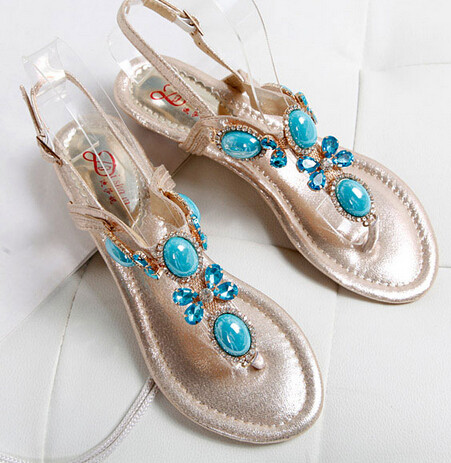 turquoise and white sandals