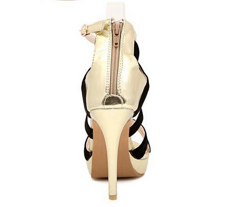 black and gold high heel sandals