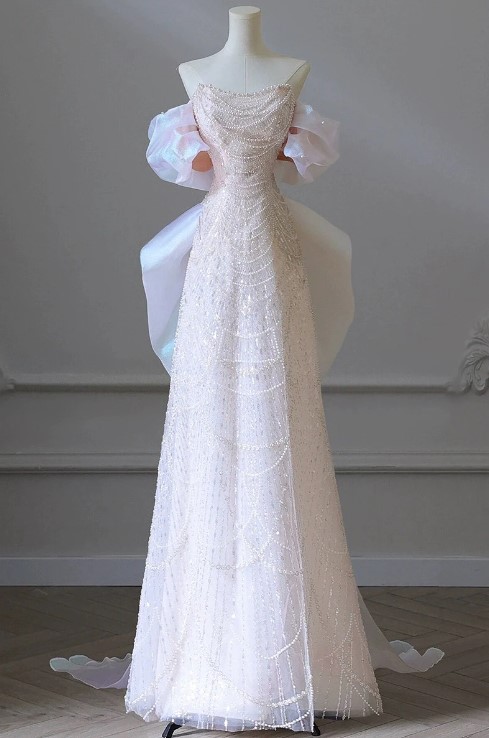 2025 Sliver Nude Elegant With Cloak Beaded Luxury Evening Dresses Gowns Mermaid for Women Wedding Party LA71380 main image 0
