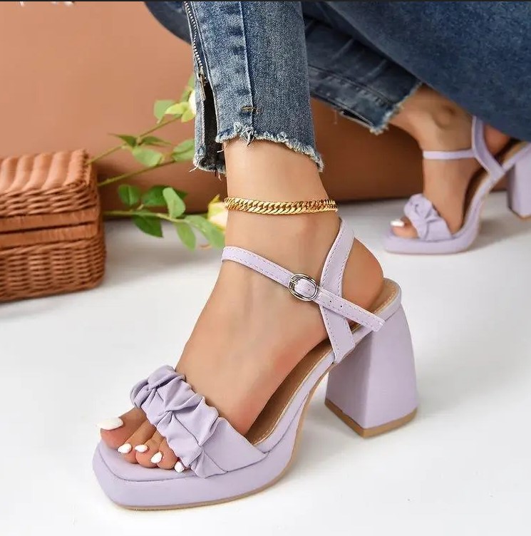 Women's Summer Versatile Medium Chunky With Long Heels