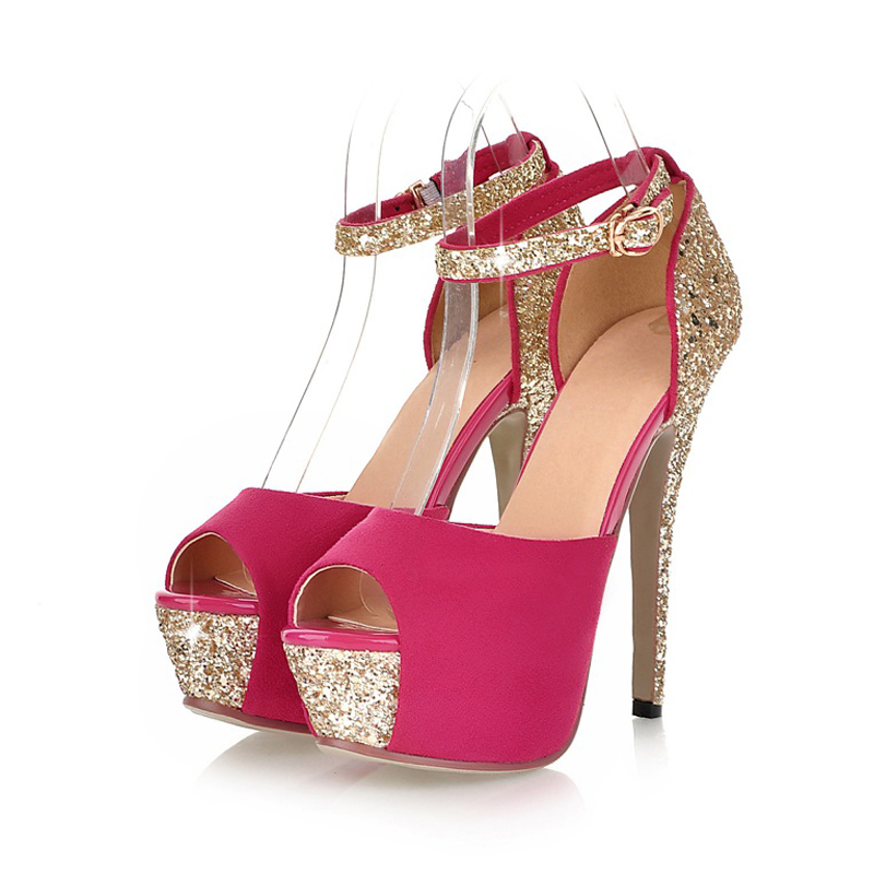 Beautiful Peep Toe Diamond Design High Heel Sandals In Pink,blue And Black