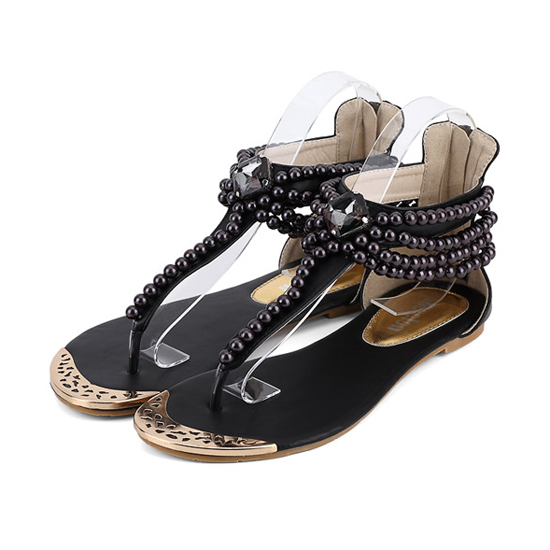 Boho Chic Pearl Beaded Sandals in 4 Colors