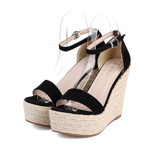 Open-toe Ankle-strap Espadrille Wedges