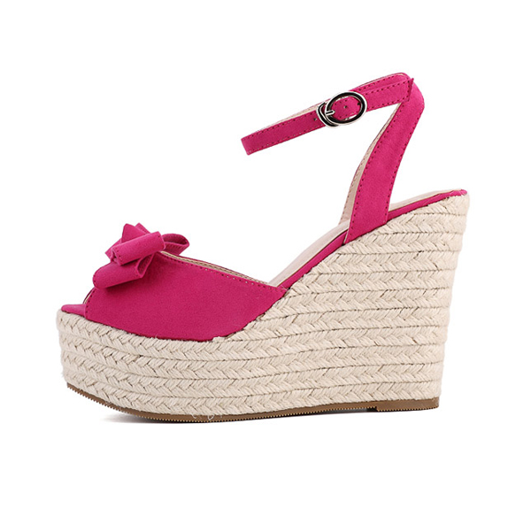 Stylish Ankle Strap Bow Design Wedge Sandals In 3 Colors on Luulla