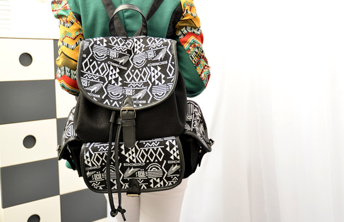 Aztec Pattern Black Backpack on Luulla