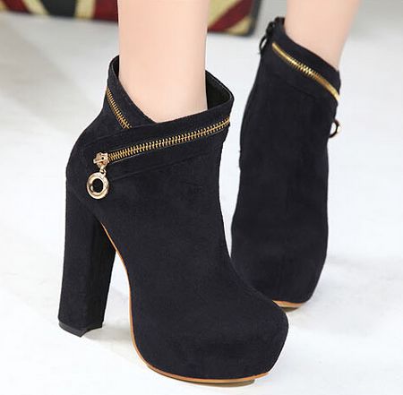 black zip heeled boots