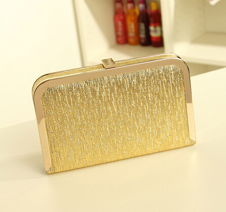 Chic Metallic Gold Clutch With Gold Chain