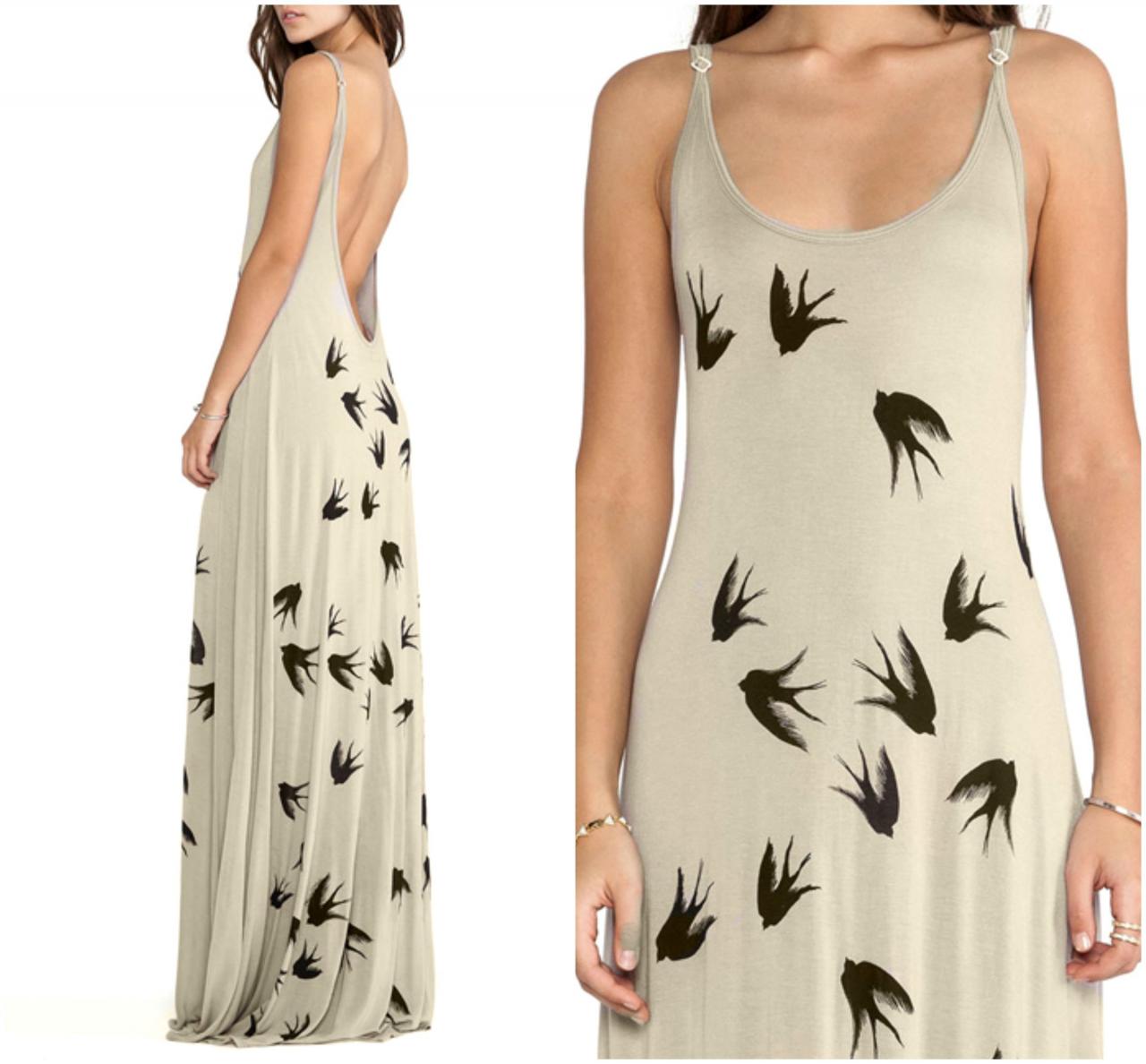 Chic Swallow Design Backless Long Dress