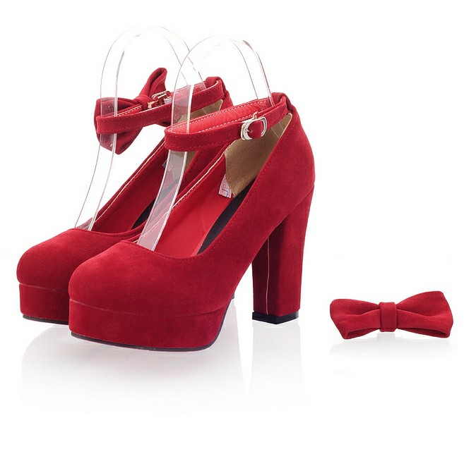 Cute Bow knot Ankle Strap Platform Shoes in 3 Colors