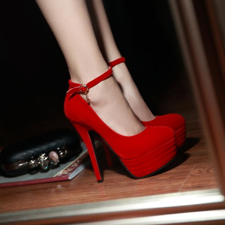 Sexy Charmed Ankle Strap Red High Heel Shoes On Luulla