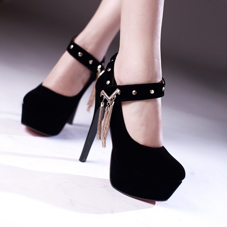 Sexy Black Studded High Heel Shoes