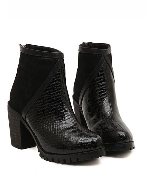 Black Chunky Heel Boots