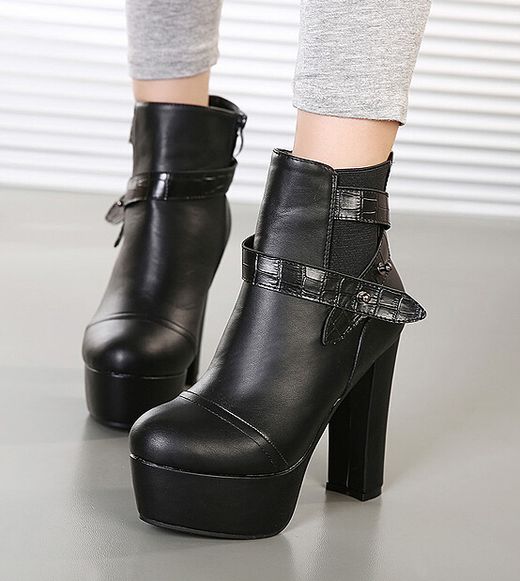 Pure Black High Heel Boots on Luulla