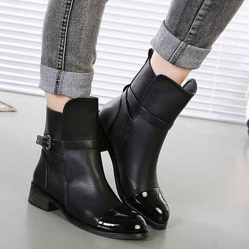 flat black winter boots