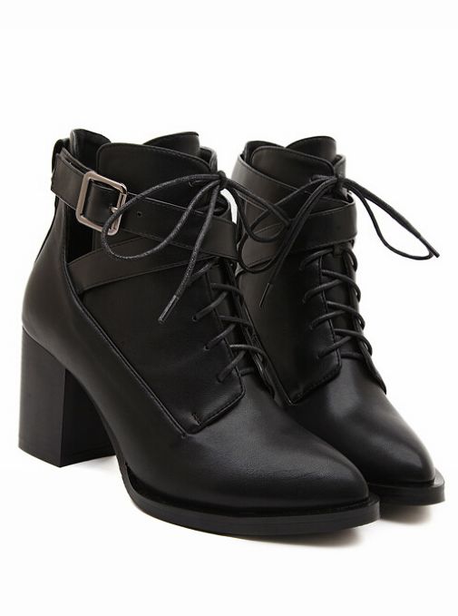 black pointed toe heeled boots